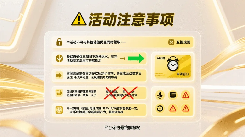 朕天下娛樂城首存優惠注意事項與有效流水示意圖
